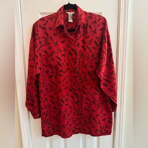 KANSAI YAMAMOTO Vintage 80s 100% Silk Abstract Print Button Front Blouse Size 6